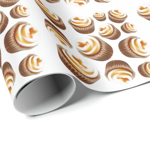 Pumpkin cupcake pattern wrapping paper
