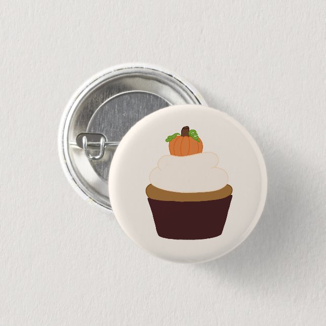 Pumpkin Cupcake - Round Pin-up Badge Button (Front & Back)