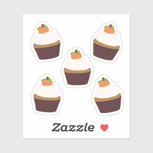 Pumpkin Cupcake - Venyl Sticker Sheet (Sheet)