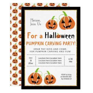 Pumpkin curving Halloween party Invitation