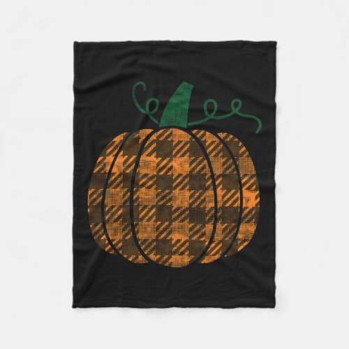 Pumpkin Cute Thanksgiving Autumn Buffalo Plaid Pum Fleece Blanket