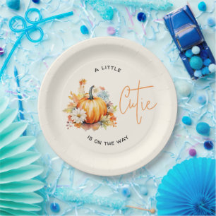 Pumpkin Cutie Pregnancy Announcement Paper Plates