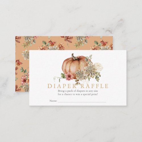 Pumpkin  Dahlia Baby Shower Diaper Raffle Ticket Enclosure Card