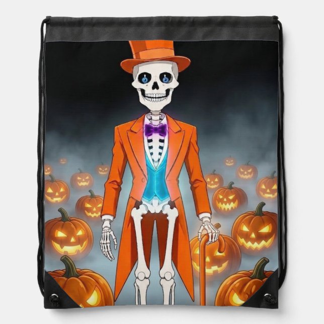 Pumpkin Dance Drawstring Bag (Front)