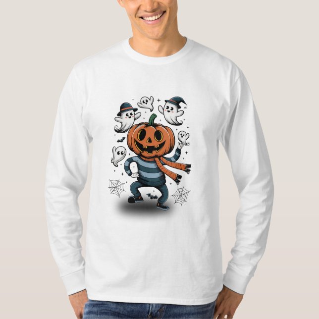 Pumpkin Dance Party – Fun Halloween Design T-Shirt (Front)
