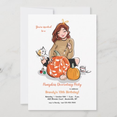 Pumpkin Decorating Party Invitations