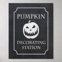Pumpkin Decorating Station Halloween Party Sign
