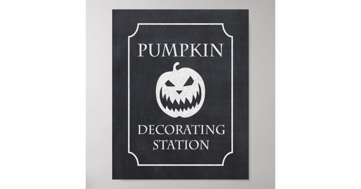 Pumpkin Decorating Station Halloween Party Sign Zazzle