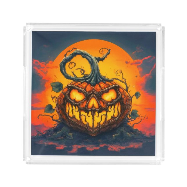 Pumpkin Design Acrylic Tray (Front)