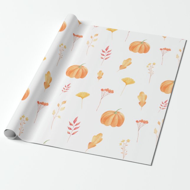 Pumpkin Design Gift Wrapping Paper (Unrolled)