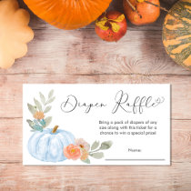 Pumpkin Diaper Raffle Baby Boy Shower Blue Enclosure Card