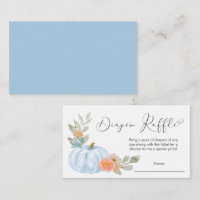 Pumpkin Diaper Raffle Baby Boy Shower Blue Enclosure Card