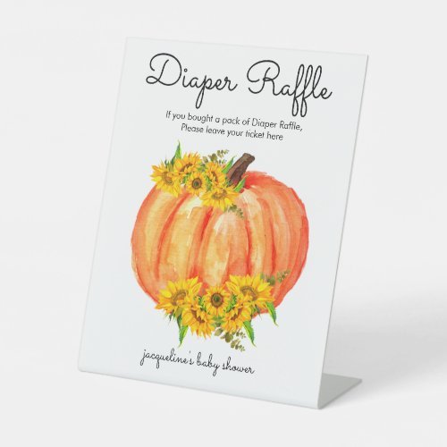 Pumpkin Diaper Raffle Baby Shower  Pedestal Sign