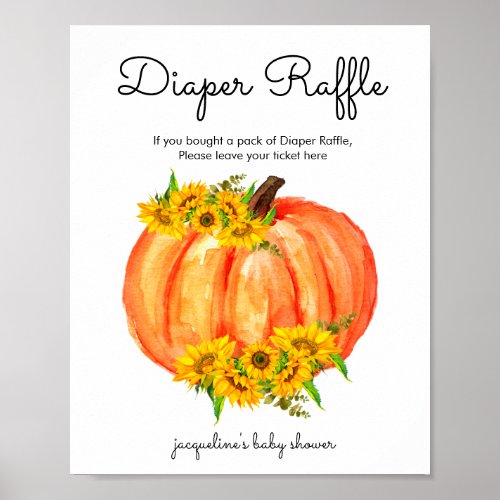 Pumpkin Diaper Raffle Baby Shower  Poster