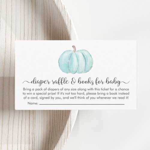 Pumpkin Diaper Raffle Books For Baby Boy Shower Enclosure Card