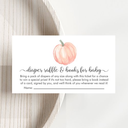 Pumpkin Diaper Raffle Books For Baby Shower Enclosure Card