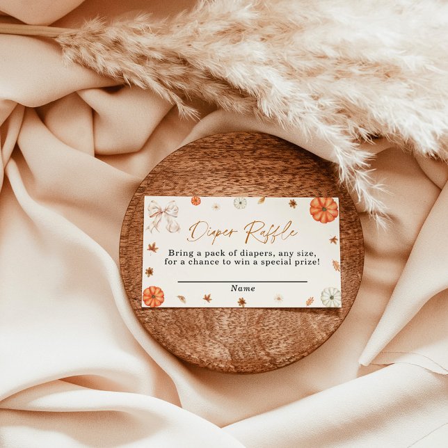 Pumpkin Diaper Raffle Card, Boho Fall Baby Shower Enclosure Card (Creator Uploaded)