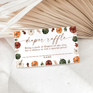 Pumpkin Diaper Raffle Card, Boho Fall Baby Shower  Enclosure Card