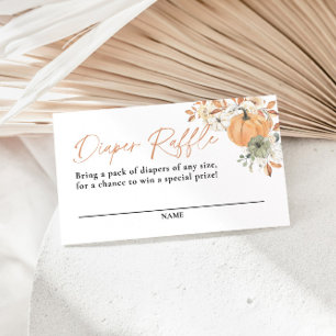 Pumpkin Diaper Raffle Card, Boho Fall Baby Shower Enclosure Card