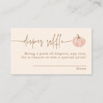 Pumpkin Diaper Raffle Card, Fall Girl Baby Shower Enclosure Card