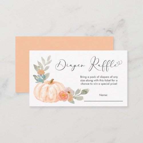 Pumpkin Diaper Raffle Orange Baby Shower Enclosure Card