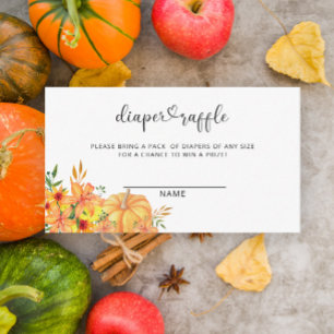Pumpkin - diaper raffle ticket enclosure card