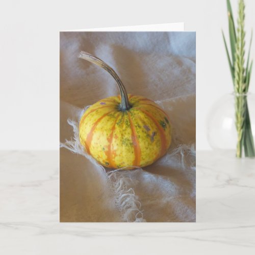Pumpkin Digitally Altered Still Life on Fabric Card