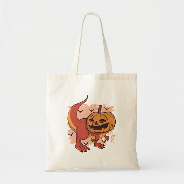 Pumpkin Dinosaur T-Rex Tote Bag (Front)