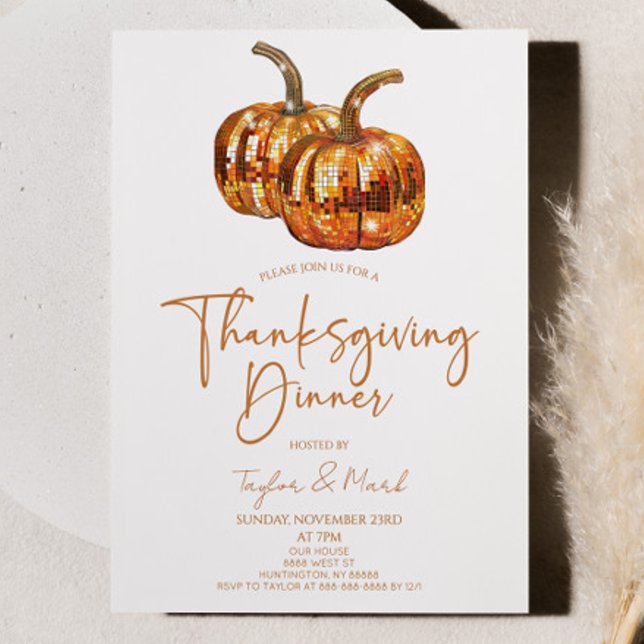 Pumpkin Disco Ball Thanksgiving Dinner Party Invitation (Creator Uploaded)