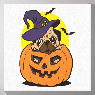 Pumpkin Dog Halloween, Funny Halloween Dog Canvas Photo Tile