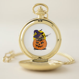 Pumpkin Dog Halloween, Funny Halloween Dog Pocket Watch