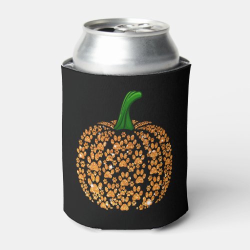 Pumpkin Dog Paw Print Halloween Costume Can Cooler