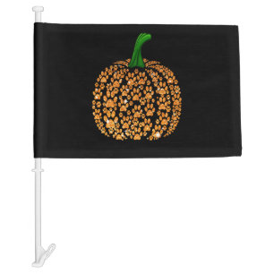 Pumpkin Dog Paw Print Halloween Costume Car Flag