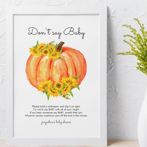 Pumpkin Dont Say Baby Game Poster