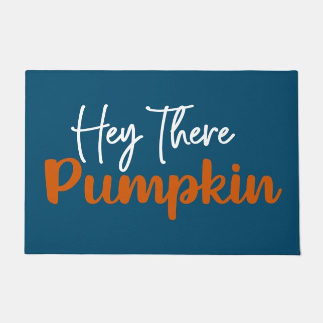 PUMPKIN DOOR MAT | HEY THERE | CUTE FALL DOORMAT (Front)