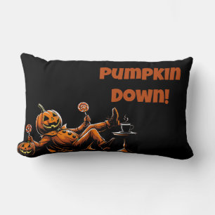 Pumpkin Down – Falling Jack-O’-Lantern Halloween Lumbar Pillow