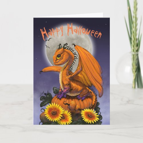 Pumpkin dragon Halloween greeting card