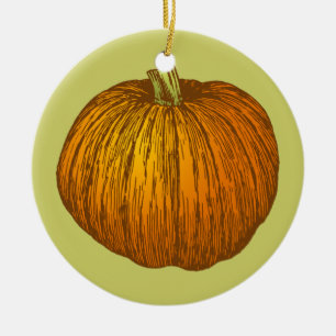 Pumpkin Drawing Ceramic Ornament