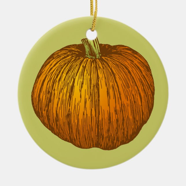 Pumpkin Drawing Ceramic Ornament (Front)