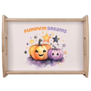 Pumpkin Dreams – Cute Pastel Purple and Orange Serving Tray