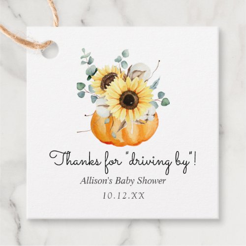 Pumpkin Drive By Baby Shower Thank You Favor Tags