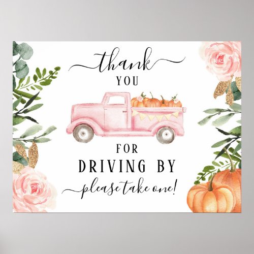 Pumpkin Drive By Baby Shower Thank You Sign