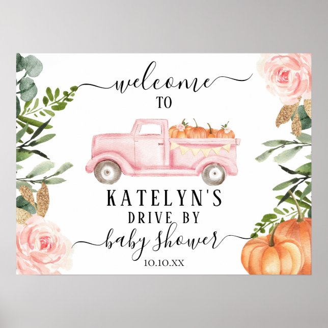 Pumpkin Drive By Baby Shower Welcome Sign (Front)