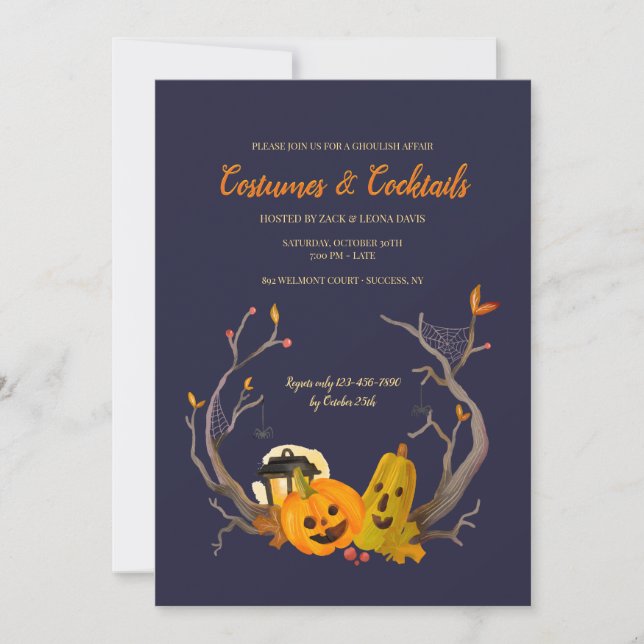 Pumpkin Duo Halloween Party Invitations (Front)