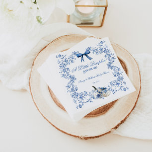 Pumpkin Dusty Blue Whimsical Floral Baby Shower Napkins