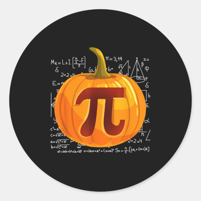 Pumpkin E Math Shirt Funny Halloween Thanksgiving  Classic Round Sticker (Front)