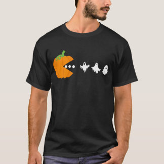 Pumpkin Eating Ghost Gamer Halloween Men Women T-Shirt
