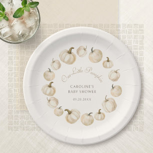 Pumpkin Elegant Fall Autumn Baby Shower Paper Plates