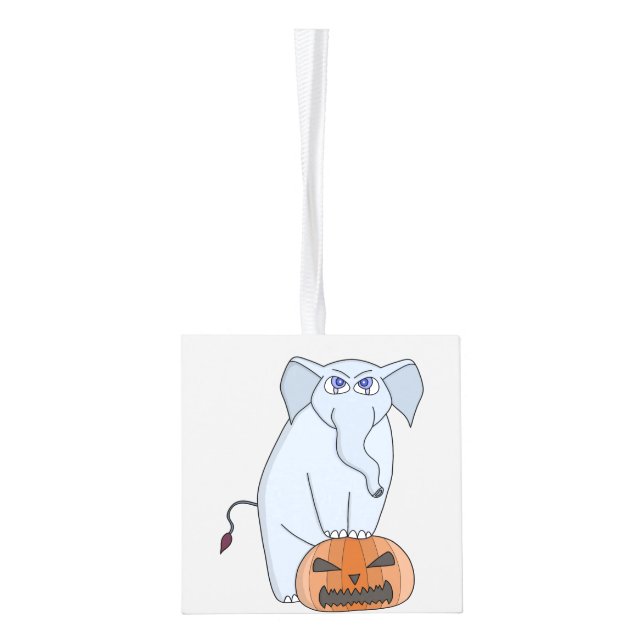 Pumpkin Elephant Cube Ornament (Left)