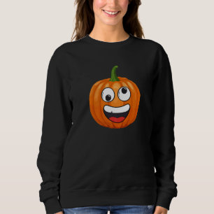 Pumpkin Emoje Eye Open Halloween Fun Season Costum Sweatshirt